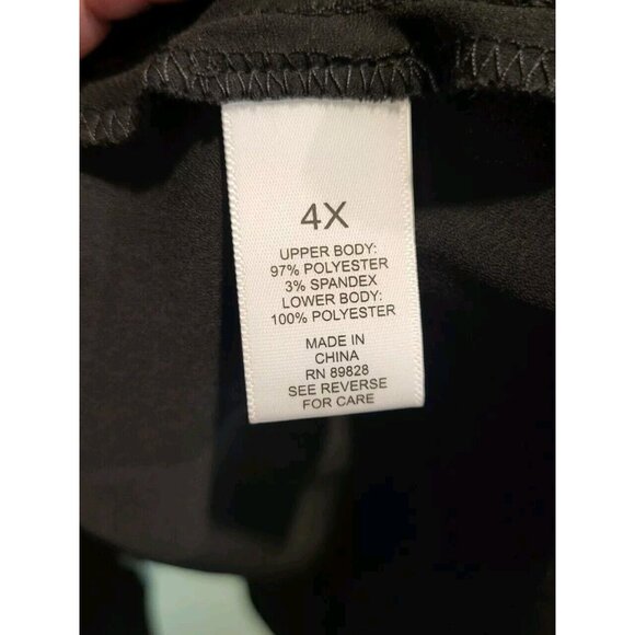 LOGO Lori Goldstein Heathered Black Knit Chiffon Trim Tie Waist Long Topper 4X - Picture 7 of 7